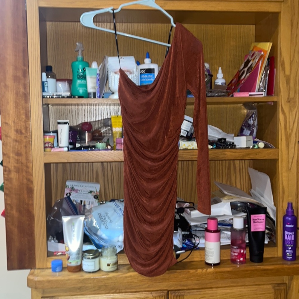 Forever 21 one shoulder brown dress worn once at my daughters Friendsgiving sz s